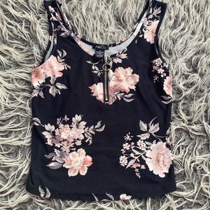 Floral Zip Crop Top